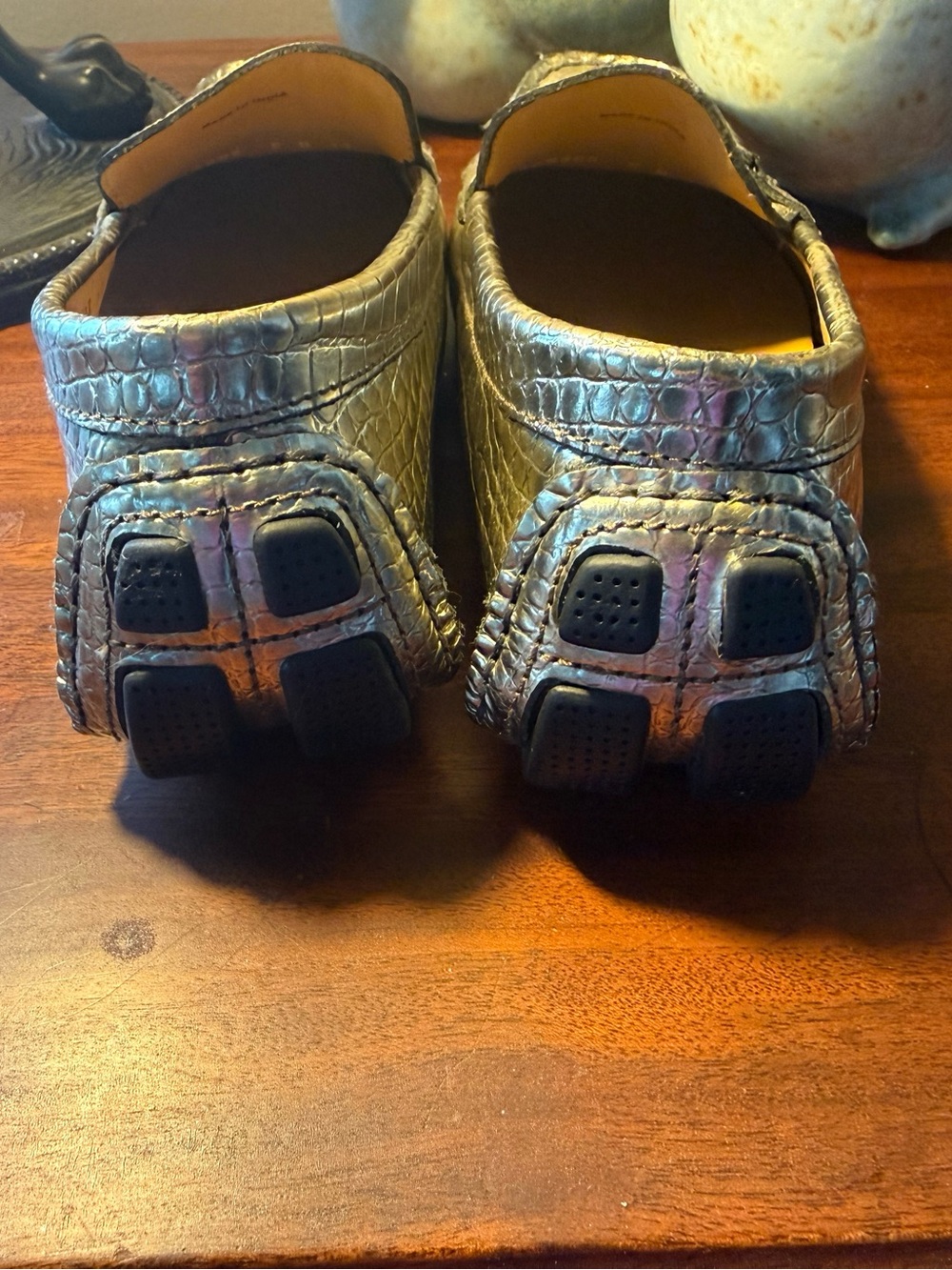Coach Women's Metallic Croc-Embossed Loafers - Gold - Picture 3 of 8